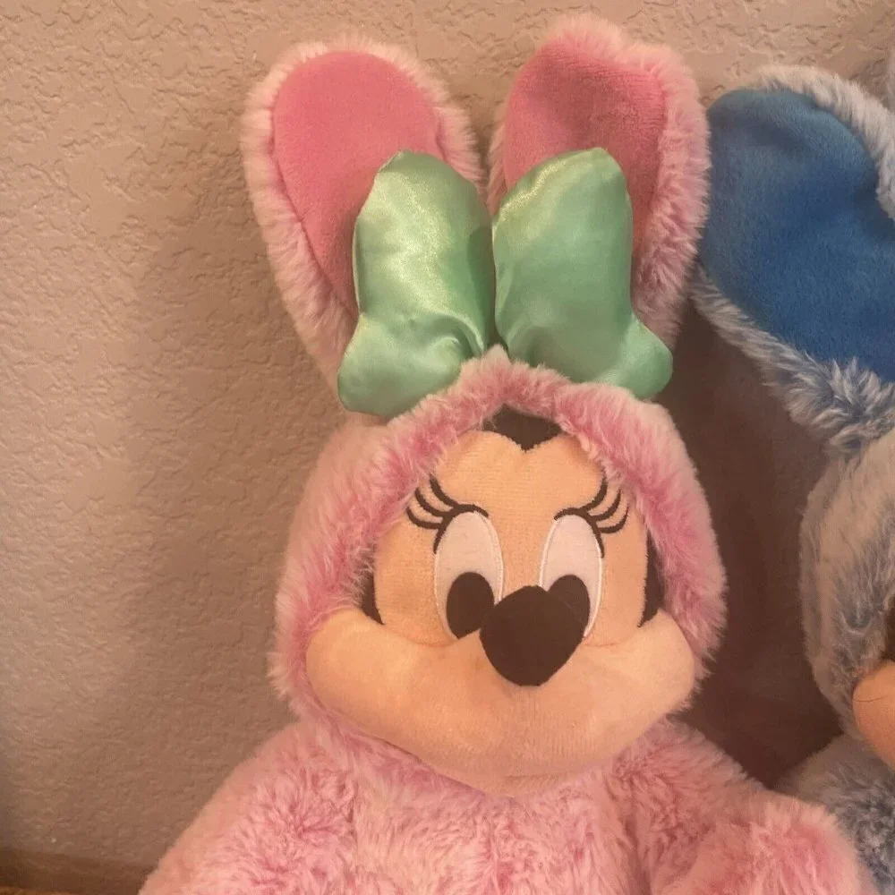 Disney Store Mickey & Minnie Mouse Bunny Easter 2021 Soft Plush Lot Set Of 2 - Picture 5 of 12